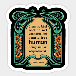 Charlotte Bronte - I am no bird Sticker